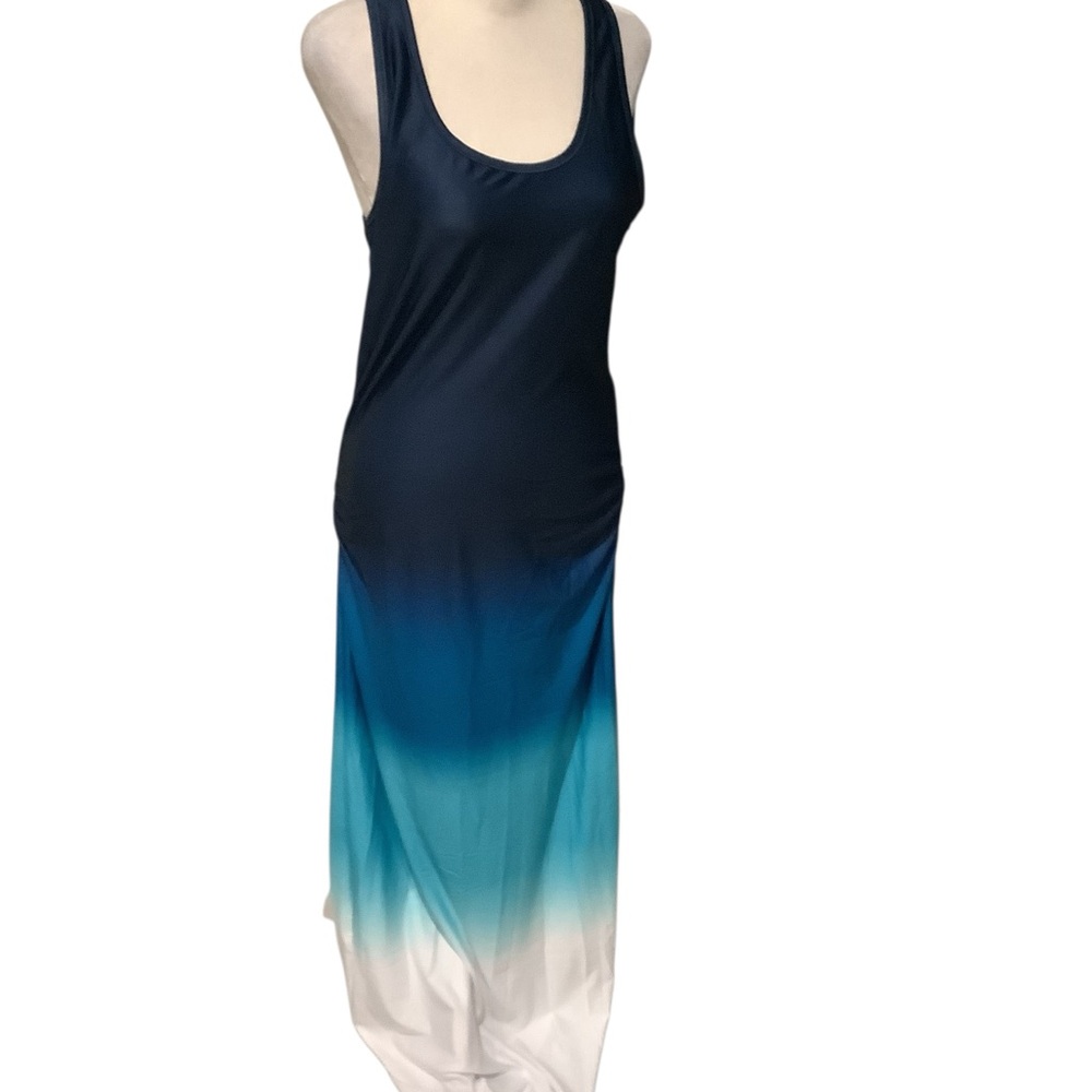 Blue Ombre Maxi Dress Rutching Detail Sides. BRAND NEW Size L